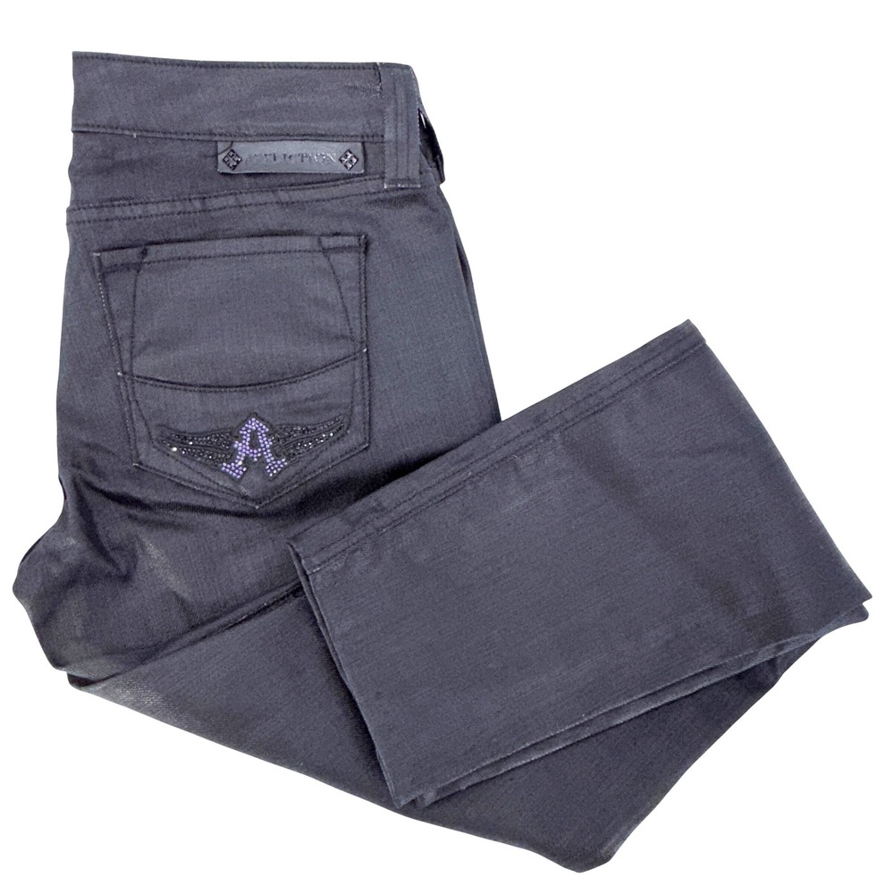 Affliction Bianca Skinny Jeans Women 29 Black Excellent Coated Kona Low Rise